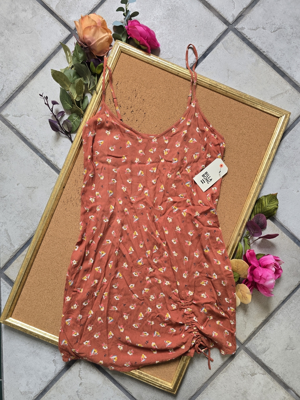 Billabong Rust Orange Floral Cami Dress